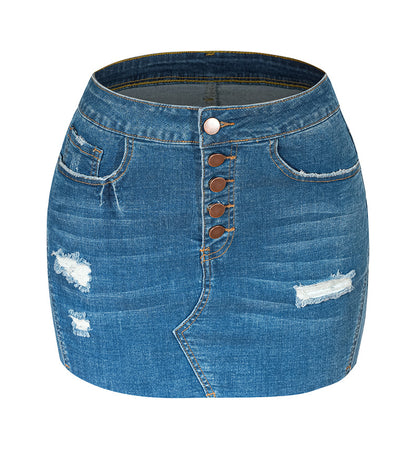 Jupe en jean multi-boutons