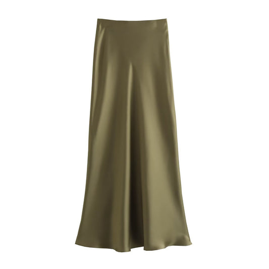 Jupe taille haute en satin