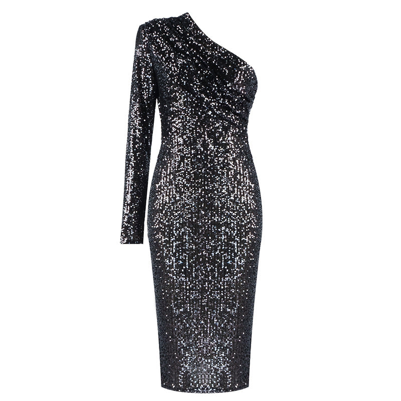 One-shoulder Sequin Dress