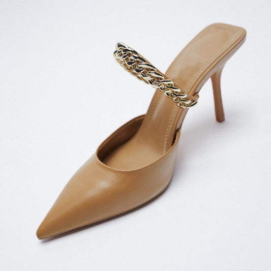 Pointed Toe Chain Heels