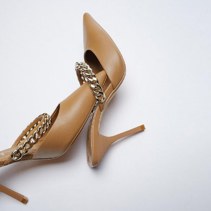 Pointed Toe Chain Heels