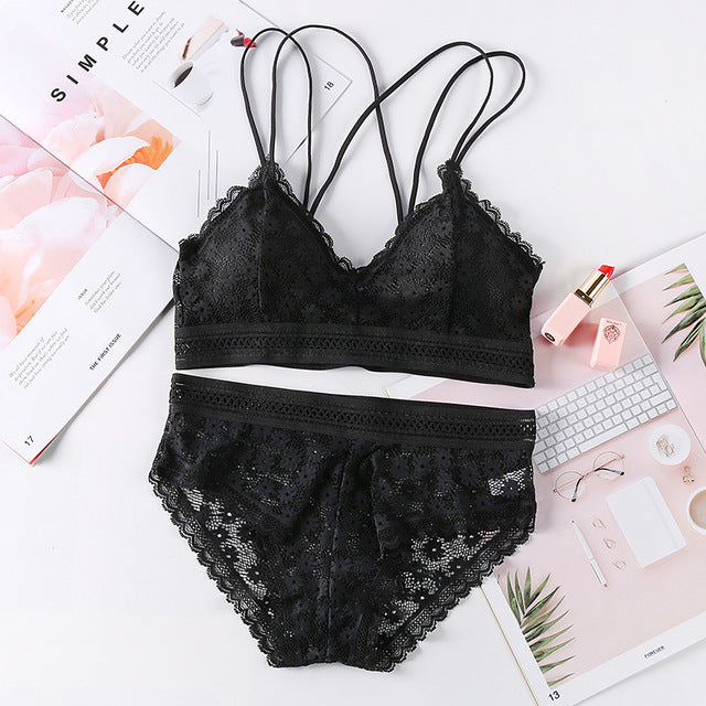 Ensemble soutien-gorge et culotte push-up en dentelle 