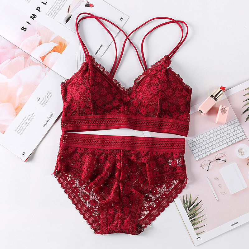 Ensemble soutien-gorge et culotte push-up en dentelle 