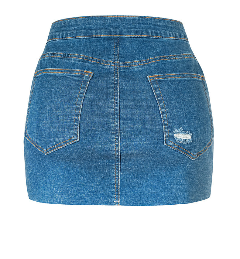 Multi-Button Denim Skirt