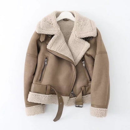 Faux Suede Aviator Jacket