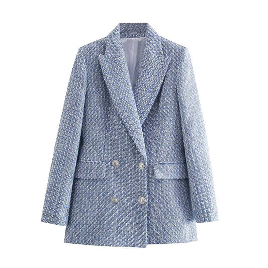 Double Breasted Tweed Blazer