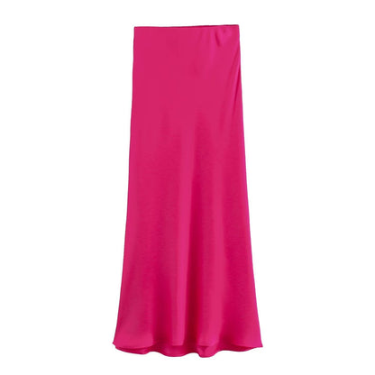 Jupe taille haute en satin