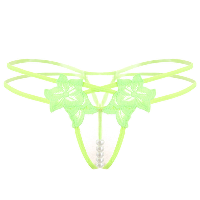 Embroidered Pearl Thong