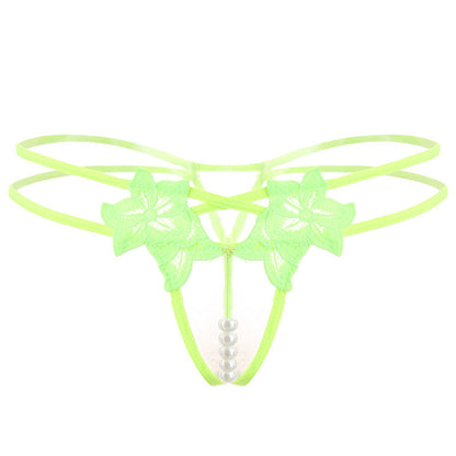 Embroidered Pearl Thong