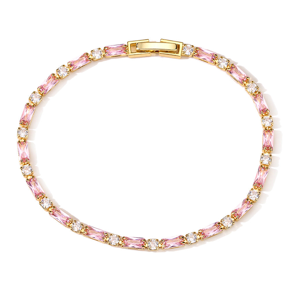 Pulsera de circonitas blancas y rosas