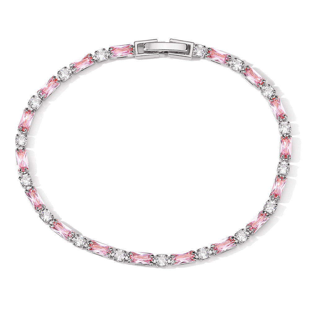 Pulsera de circonitas blancas y rosas