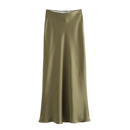 Jupe taille haute en satin