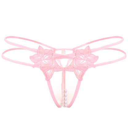 Embroidered Pearl Thong