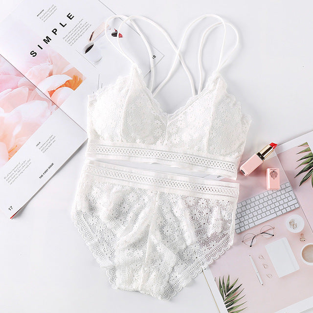 Ensemble soutien-gorge et culotte push-up en dentelle 