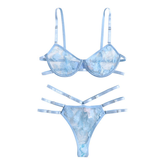 Sky Blue Mesh Lingerie Set