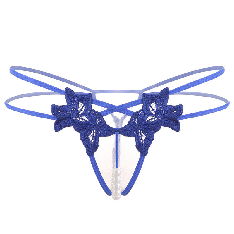 Embroidered Pearl Thong