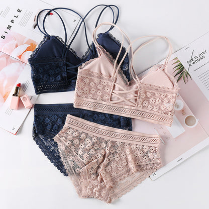 Ensemble soutien-gorge et culotte push-up en dentelle 