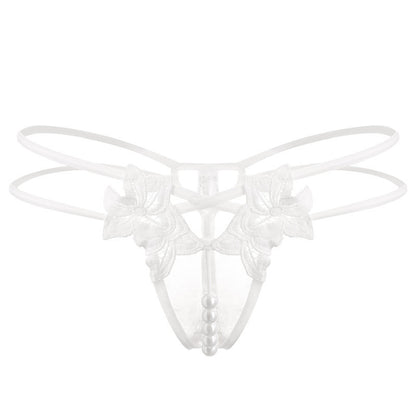 Embroidered Pearl Thong