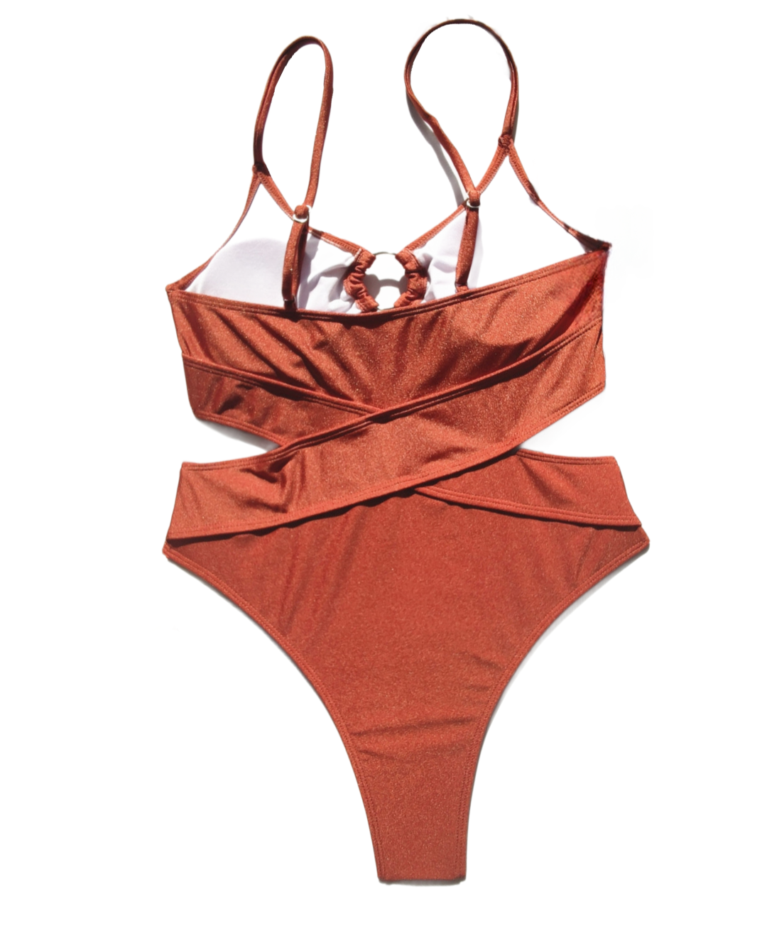 Crossover swimsuit with ring detail