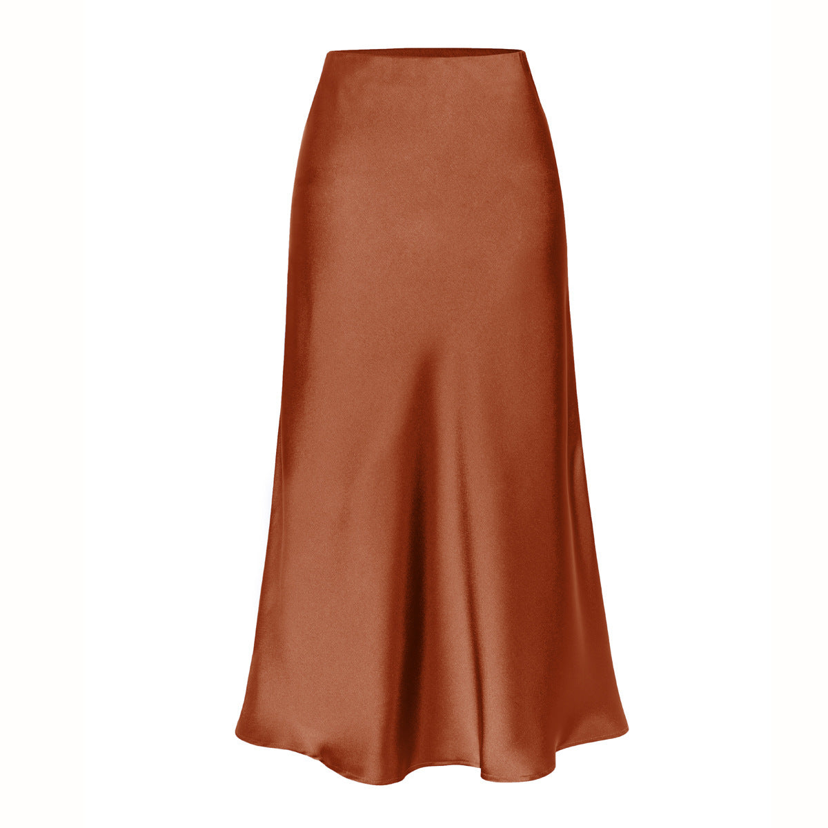 High Waist Satin Slit Skirt