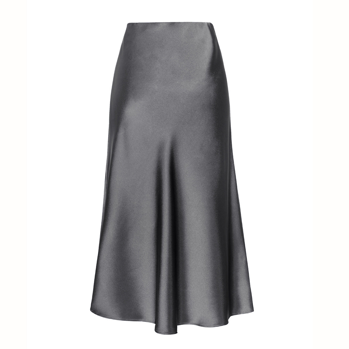 High Waist Satin Slit Skirt