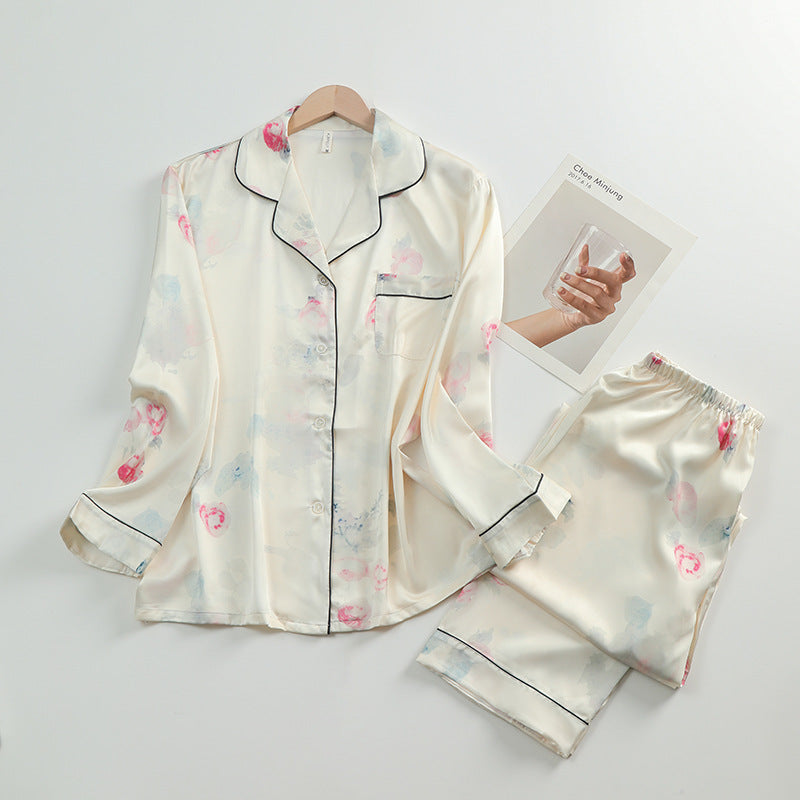 Satin Pyjamas Set with Contrast Edges