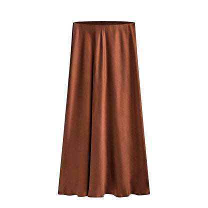 Long Satin Slit Skirt