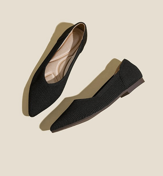 Black Tip Pointed Flats