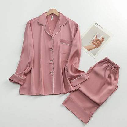 Satin Pyjamas Set with Contrast Edges