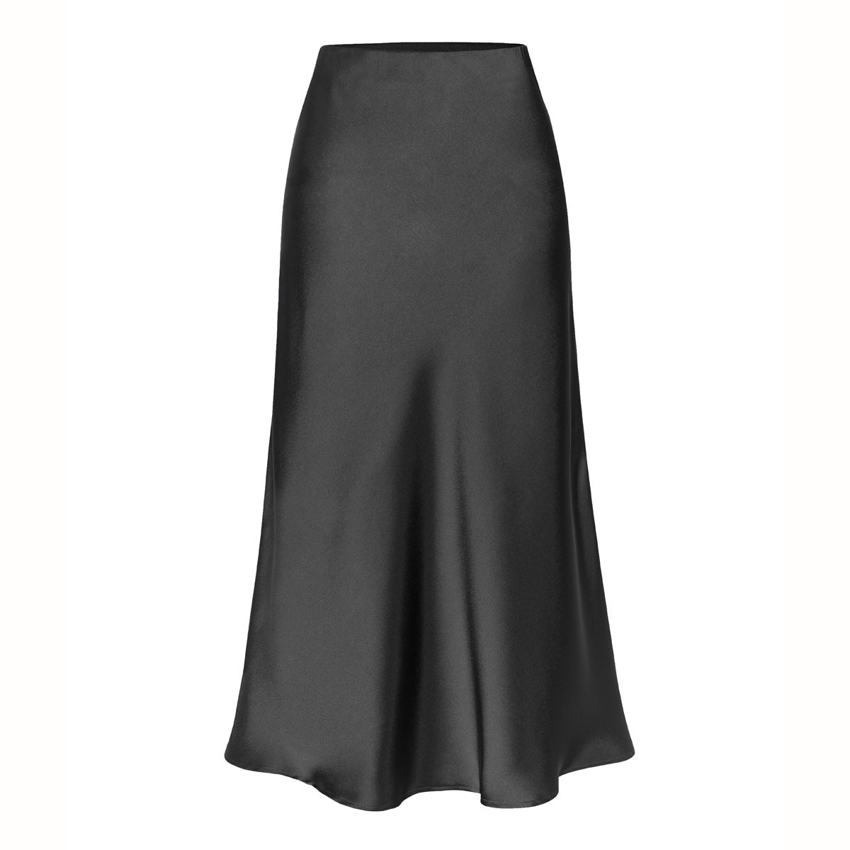 High Waist Satin Slit Skirt