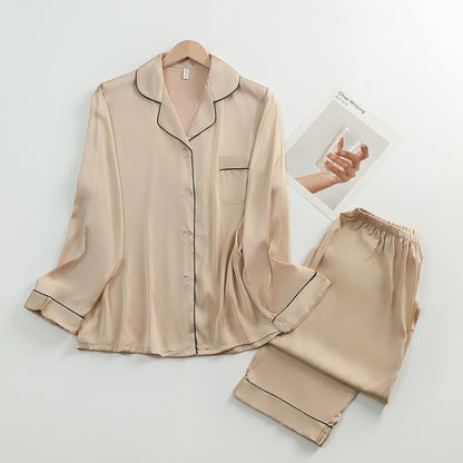 Satin Pyjamas Set with Contrast Edges