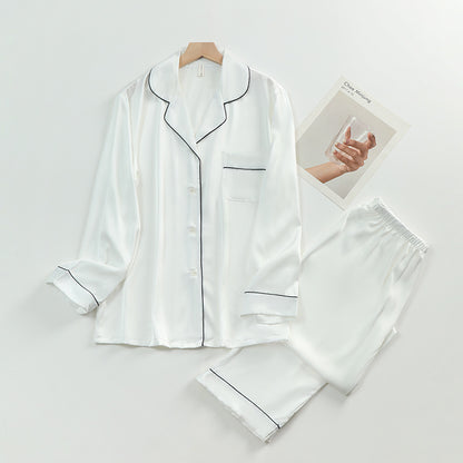 Satin Pyjamas Set with Contrast Edges