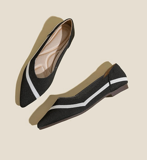 Black Tip Pointed Flats