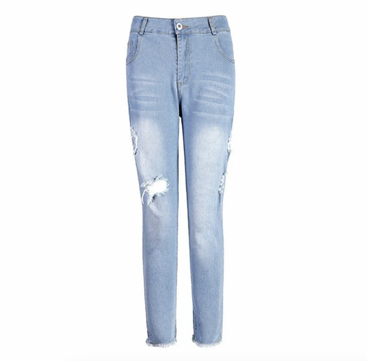 Slim-Fit Low Waisted Ripped Jeans