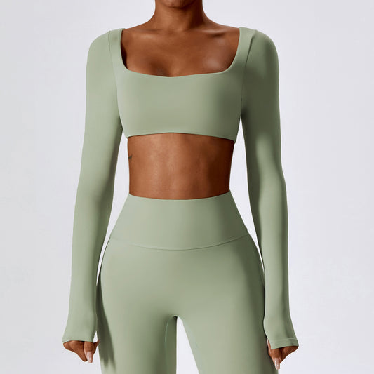 Square Neck Cropped Sports Top