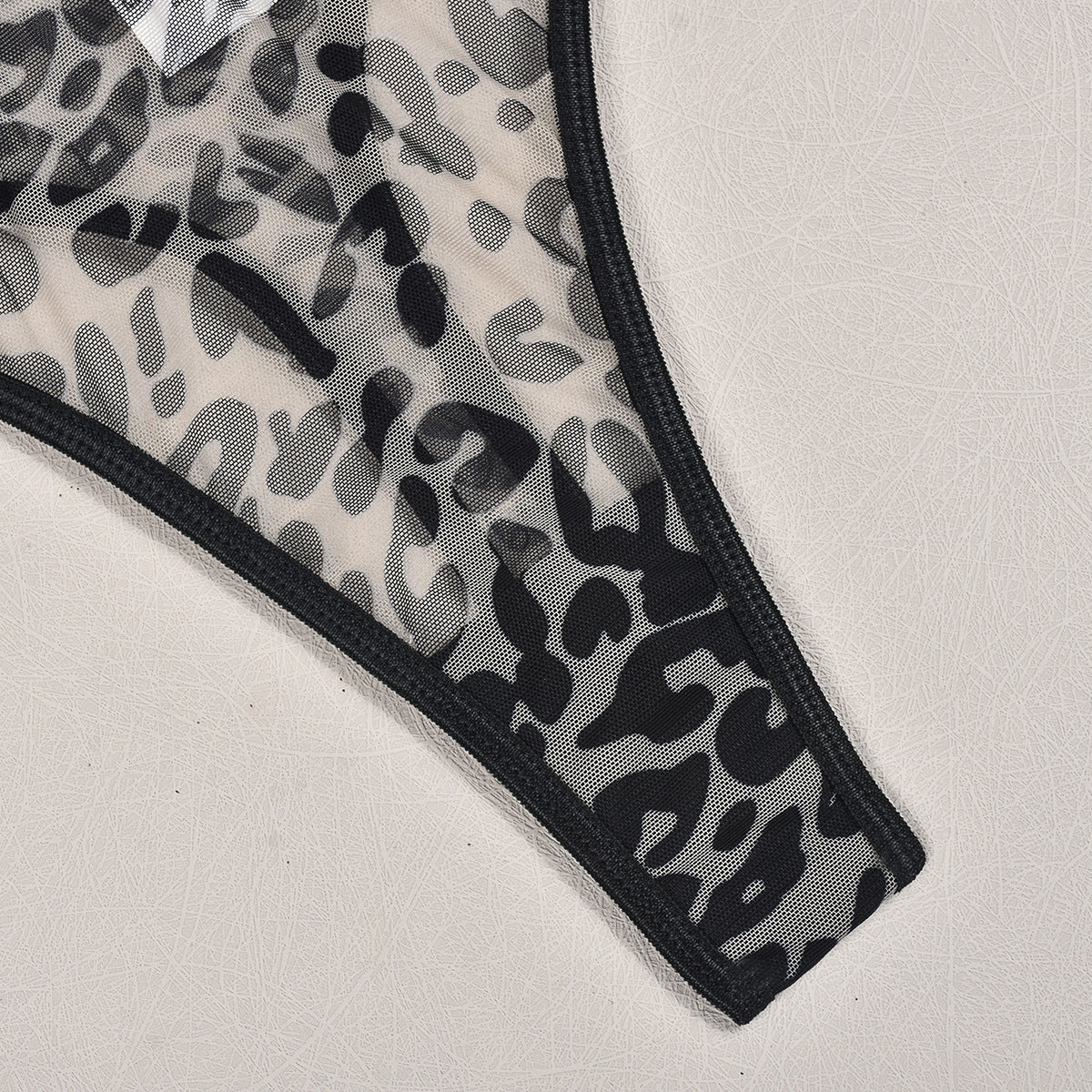 Leopard Print Mesh Lingerie Set