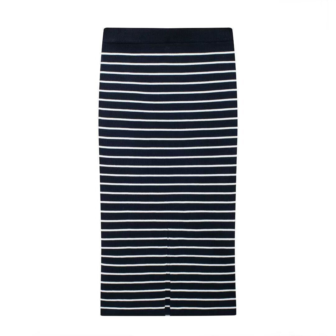 Black & White Striped Knitted Skirt