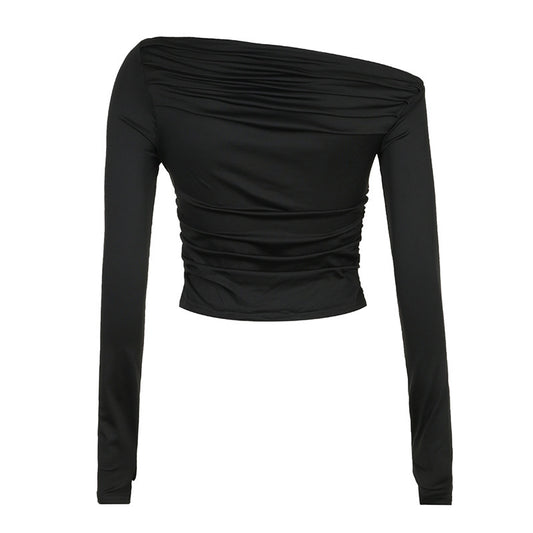 Pleated One-Shoulder Top