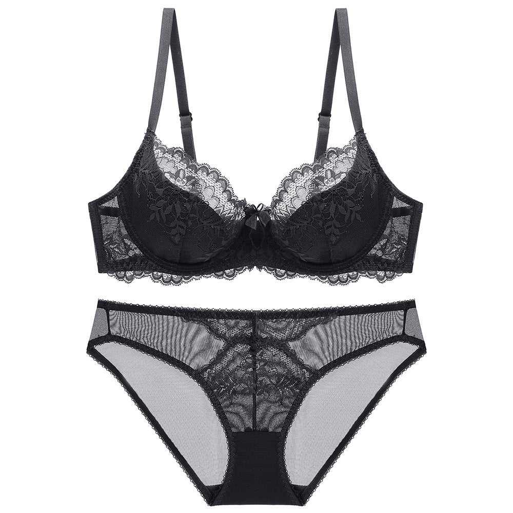 Ensemble soutien-gorge et culotte en dentelle et maille