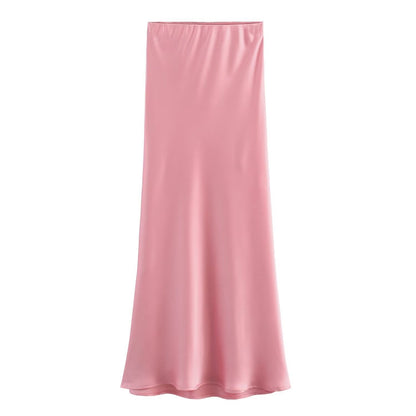 Jupe taille haute en satin