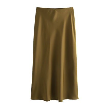 Jupe taille haute en satin