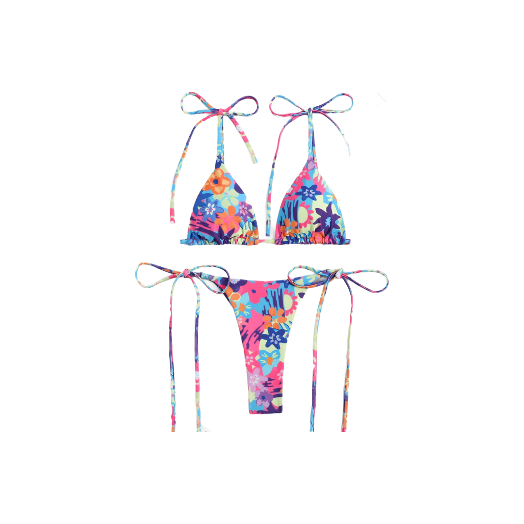 Conjunto de bikini con estampado multicolor