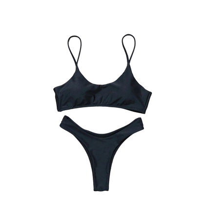 Ensemble bikini rembourré de couleur unie