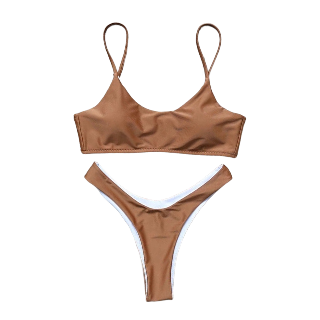 Ensemble bikini rembourré de couleur unie