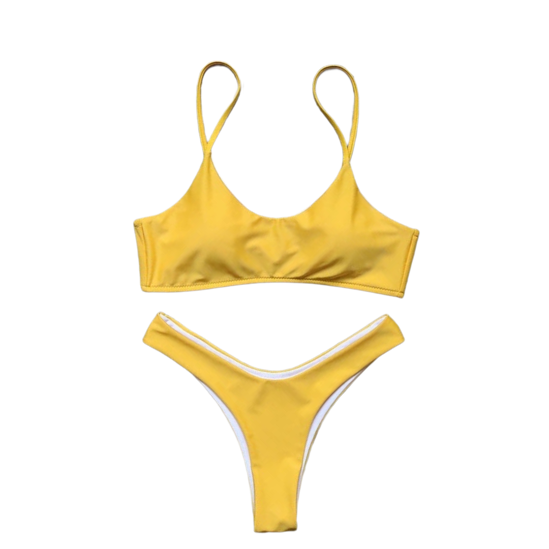 Conjunto de bikini de color sólido con relleno