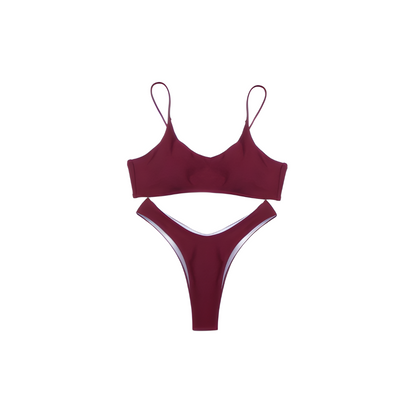 Conjunto de bikini de color sólido con relleno